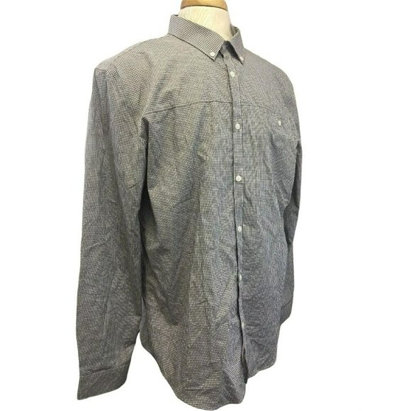 CALVIN KLEIN Mens Casual Oxford Button Shirt XL Cool Tech Grey Checker Non-Iron - Picture 9 of 10
